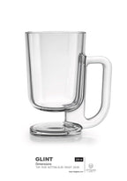 City Glass Glent Mug Set | Set of 3 Long Mug with Big Handle for Cappuccino, Latte, Nescafe, Tea or Juices | Clear & Pure Glass, Modern and Unique Design (260ml)