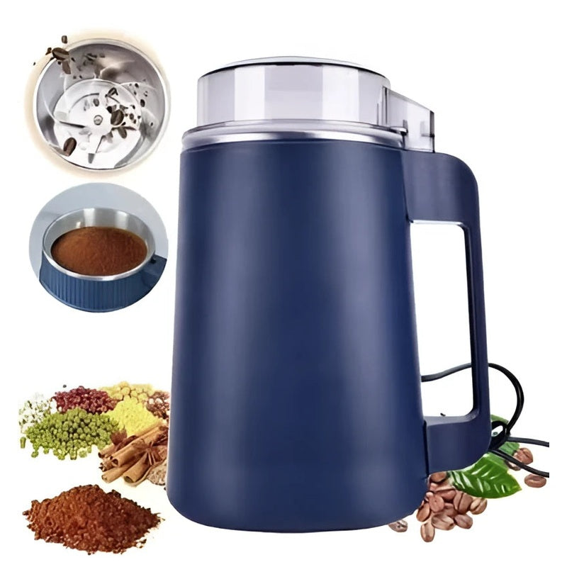 Grain Mill, Multifunctional Electric Spice Mill, Coffee Grinder with Stainless Steel Striking Knife and Transparent Lid, 600 ml Capacity for Coffee Beans, Nuts, Spices, Grains, Herbs