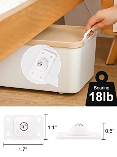 Self Adhesive Caster Wheels Mini Swivel Wheels Stainless Steel Ball Paste Casters Universal Wheel 360 Degree Rotation Sticky Pulley Rolling Feet for Appliances Storage Box Furniture (4pcs / set)