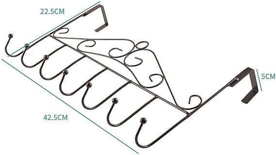 Wall Mounted Over Door Hanger for Clothes Bag Towel Rack Home Accessories 7 Hanger (Black)