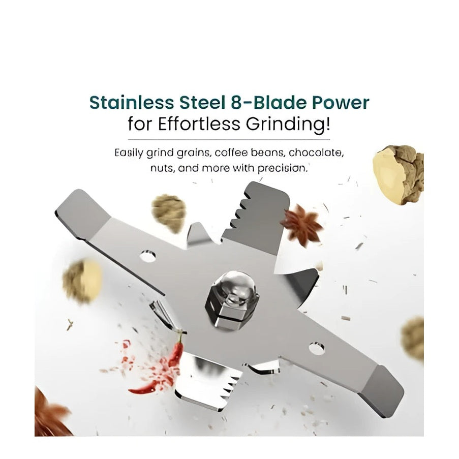 Grain Mill, Multifunctional Electric Spice Mill, Coffee Grinder with Stainless Steel Striking Knife and Transparent Lid, 600 ml Capacity for Coffee Beans, Nuts, Spices, Grains, Herbs