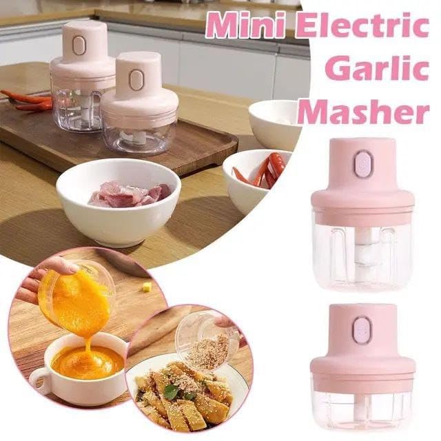 Mini Electric Garlic Grinder, Food Chopper, Small Kitchen Appliances, Portable Cordless USB Rechargeable Food Blender, Powerful and Easy-to-Clean Garlic Press (250ml), White