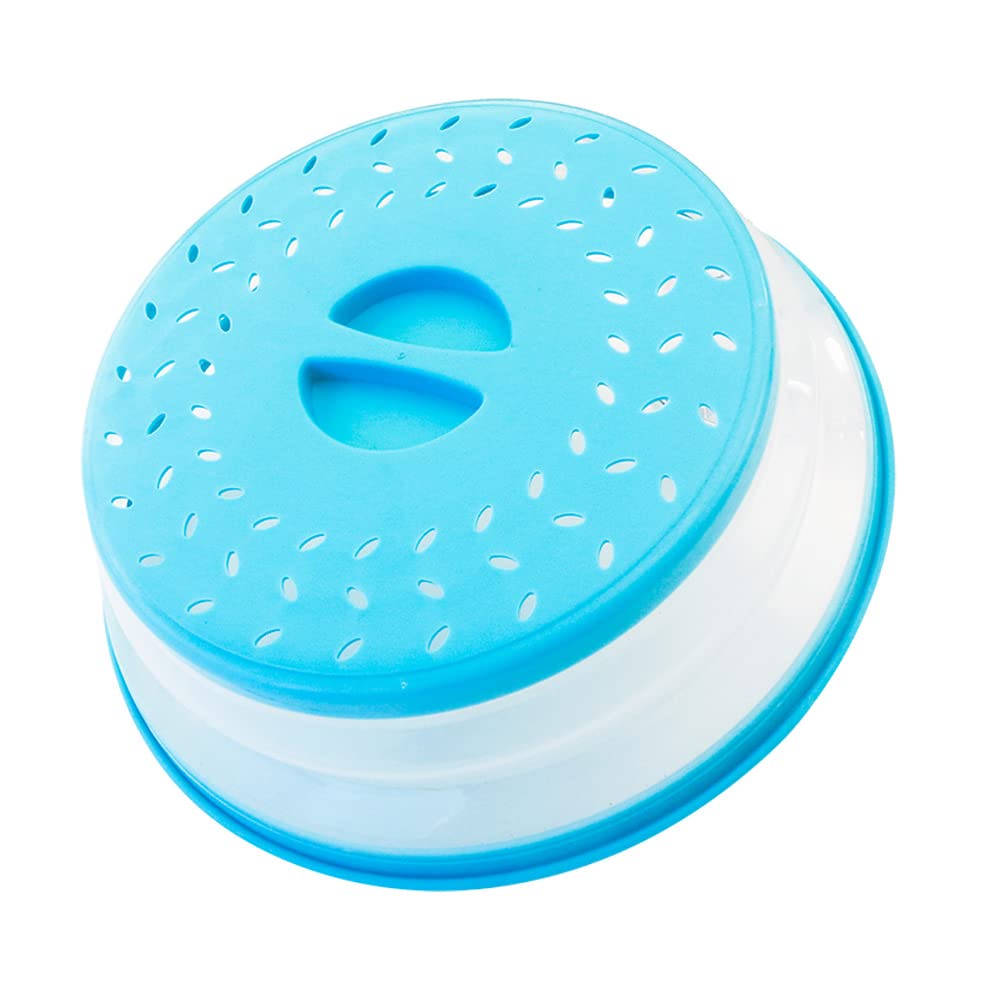 10.5 Inch Collapsible Microwave Splatter Cover, Dishwasher-safe, Microwave Plate Cover With Steam Vent，BPA-Free Silicone & Plastic (blue)