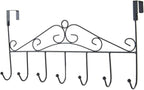 Wall Mounted Over Door Hanger for Clothes Bag Towel Rack Home Accessories 7 Hanger (Black)