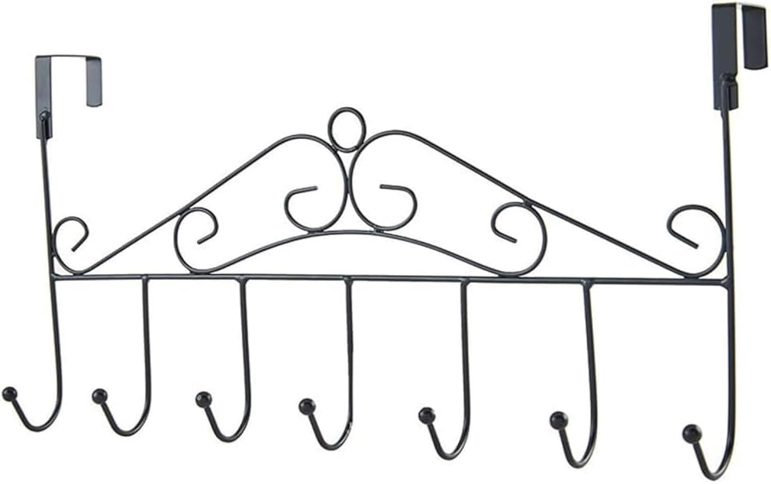 Wall Mounted Over Door Hanger for Clothes Bag Towel Rack Home Accessories 7 Hanger (Black)