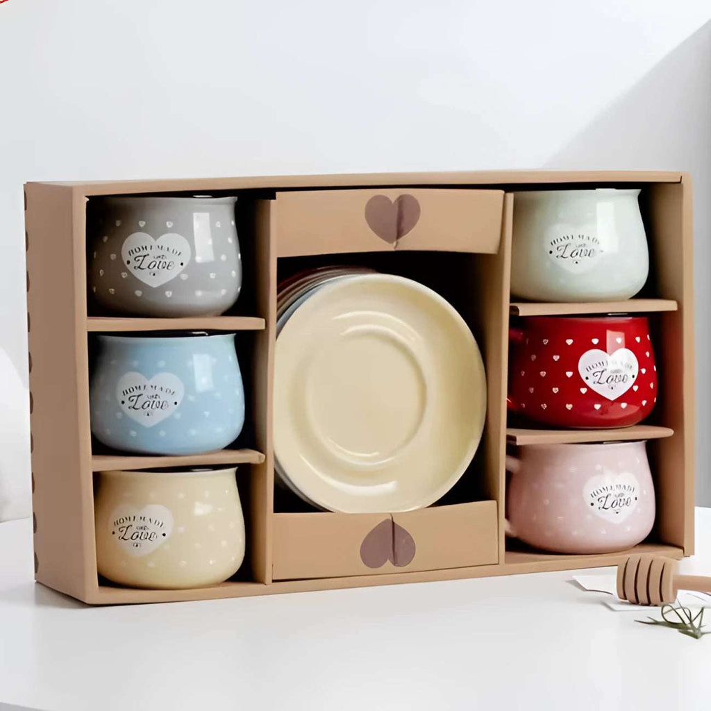 Porcelain Coffee Cups Multicolor Set - 12pcs, 170ml