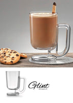 City Glass Glent Mug Set | Set of 3 Long Mug with Big Handle for Cappuccino, Latte, Nescafe, Tea or Juices | Clear & Pure Glass, Modern and Unique Design (260ml)
