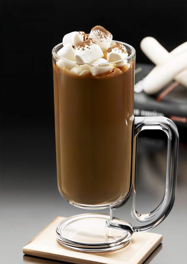 City Glass Glent Mug Set | Set of 3 Long Mug with Big Handle for Cappuccino, Latte, Nescafe, Tea or Juices | Clear & Pure Glass, Modern and Unique Design (260ml)