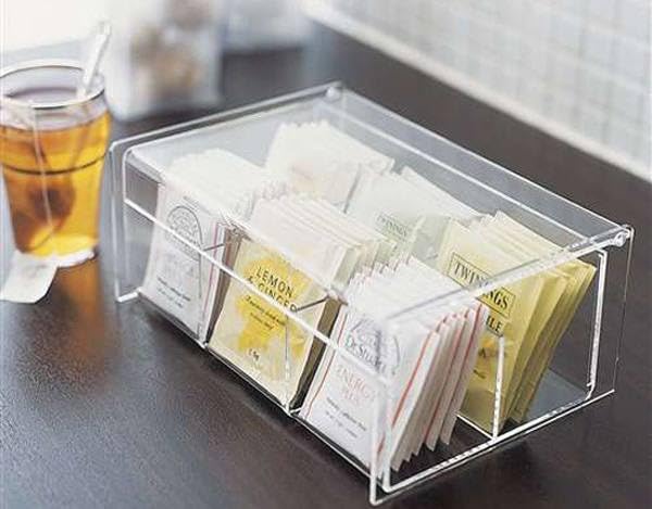 منظم أكياس شاي اكريليك شفاف، صندوق تخزين 6 أقسام، مناسب للكوفي كورنر و الاكسسوارات