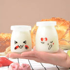 Yogurt Cups Mini Glass Cup with Lid Multipurpose Yogurt Cream Caramel Jelly Pudding Cup for Oven Microwave (100ml 10 Cups)