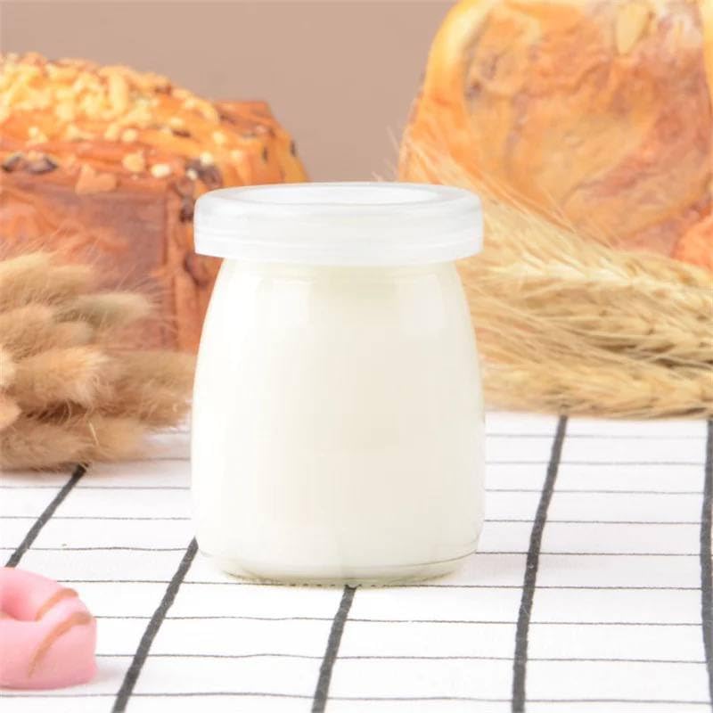 Yogurt Cups Mini Glass Cup with Lid Multipurpose Yogurt Cream Caramel Jelly Pudding Cup for Oven Microwave (100ml 10 Cups)