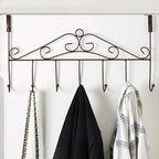 Wall Mounted Over Door Hanger for Clothes Bag Towel Rack Home Accessories 7 Hanger (Black)