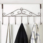Wall Mounted Over Door Hanger for Clothes Bag Towel Rack Home Accessories 7 Hanger (Black)