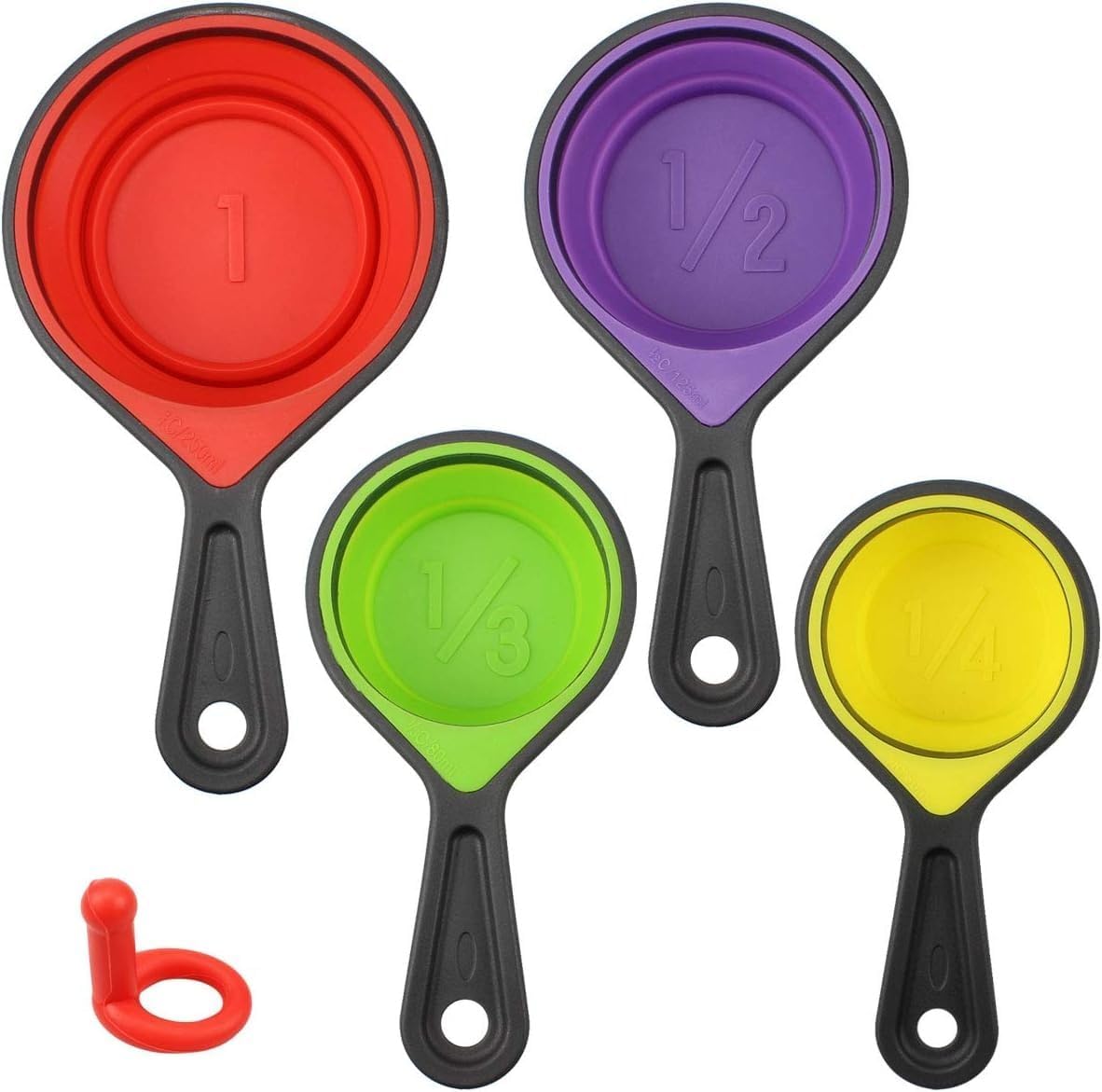 Happy Home 4 Collapsible Silicone Measuring Cup Spoons Kitchen Cooking Aid Set Dry/Liquid