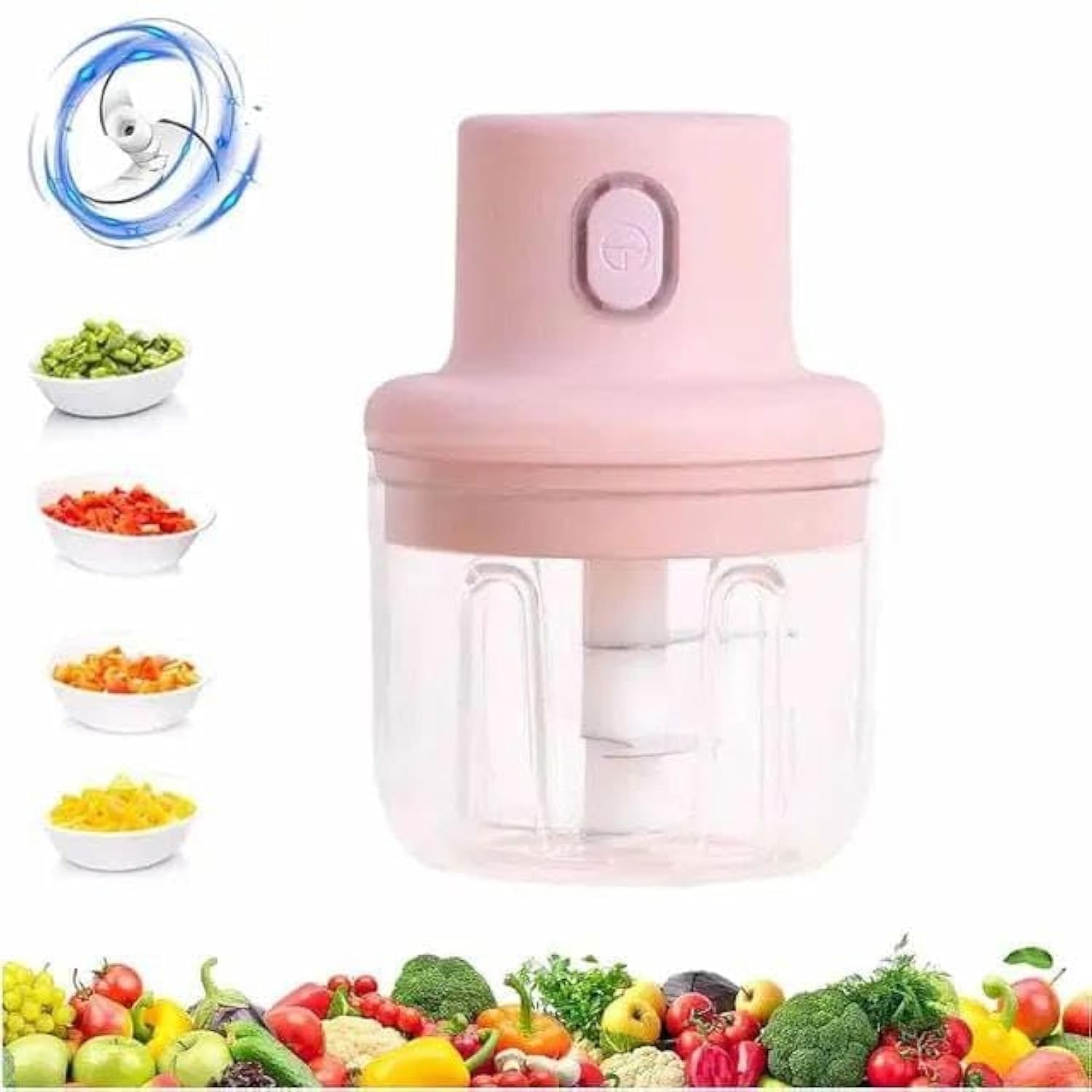 Mini Electric Garlic Grinder, Food Chopper, Small Kitchen Appliances, Portable Cordless USB Rechargeable Food Blender, Powerful and Easy-to-Clean Garlic Press (250ml), White