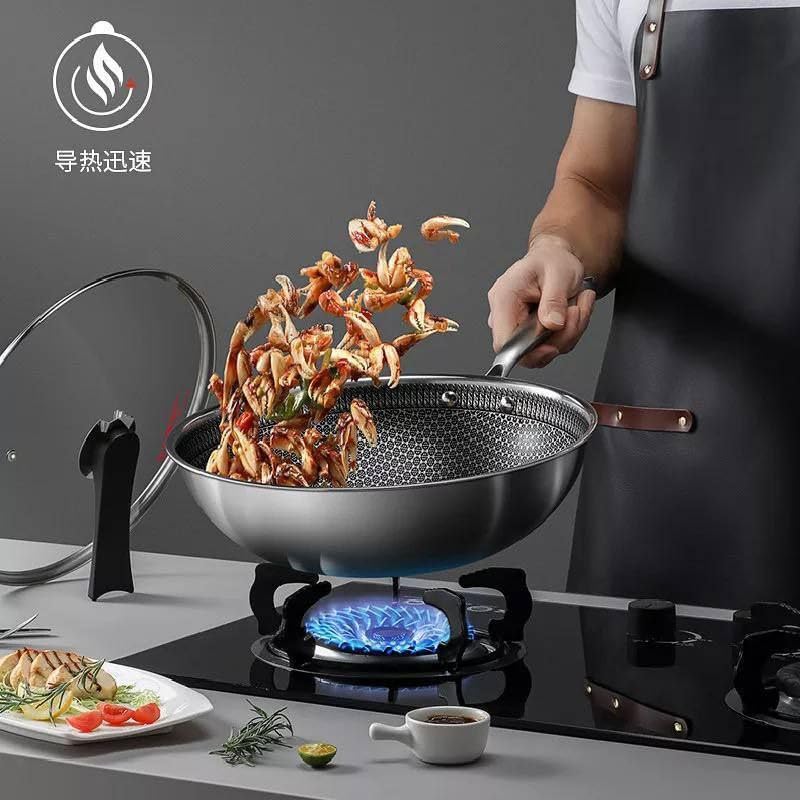 Non Stick Frying Pan with Glass Lid, 30 cm, Grey