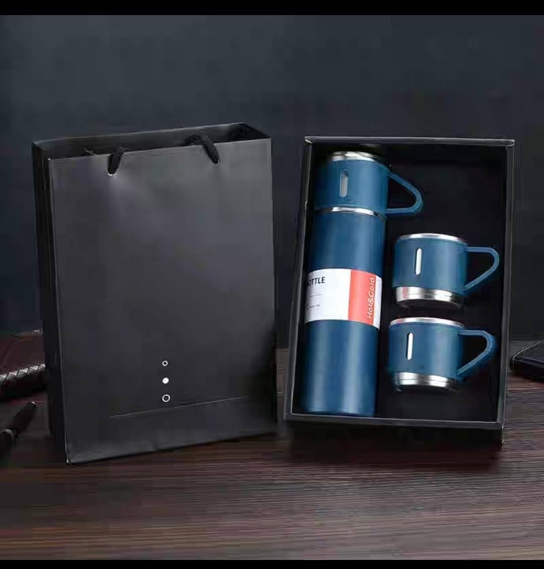 Thermal Mug Set with 3 Cups - The Perfect Companion for Your Hot and Cold Drinks Medium (Navy)