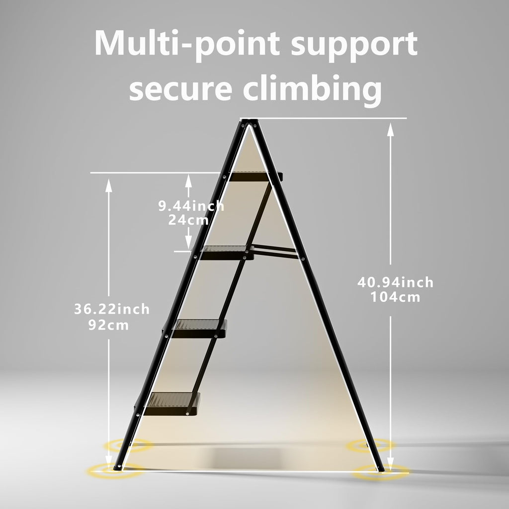 سلم قابل للطي بأربع درجات، متين يتحمل وزنًا يصل إلى 150 كجم، مناسب للبالغين، سلم صغير للخزانة بدواسات عريضة مانعة للانزلاق، سلم قابل للطي محمول للمنزل والمطبخ والمكتب