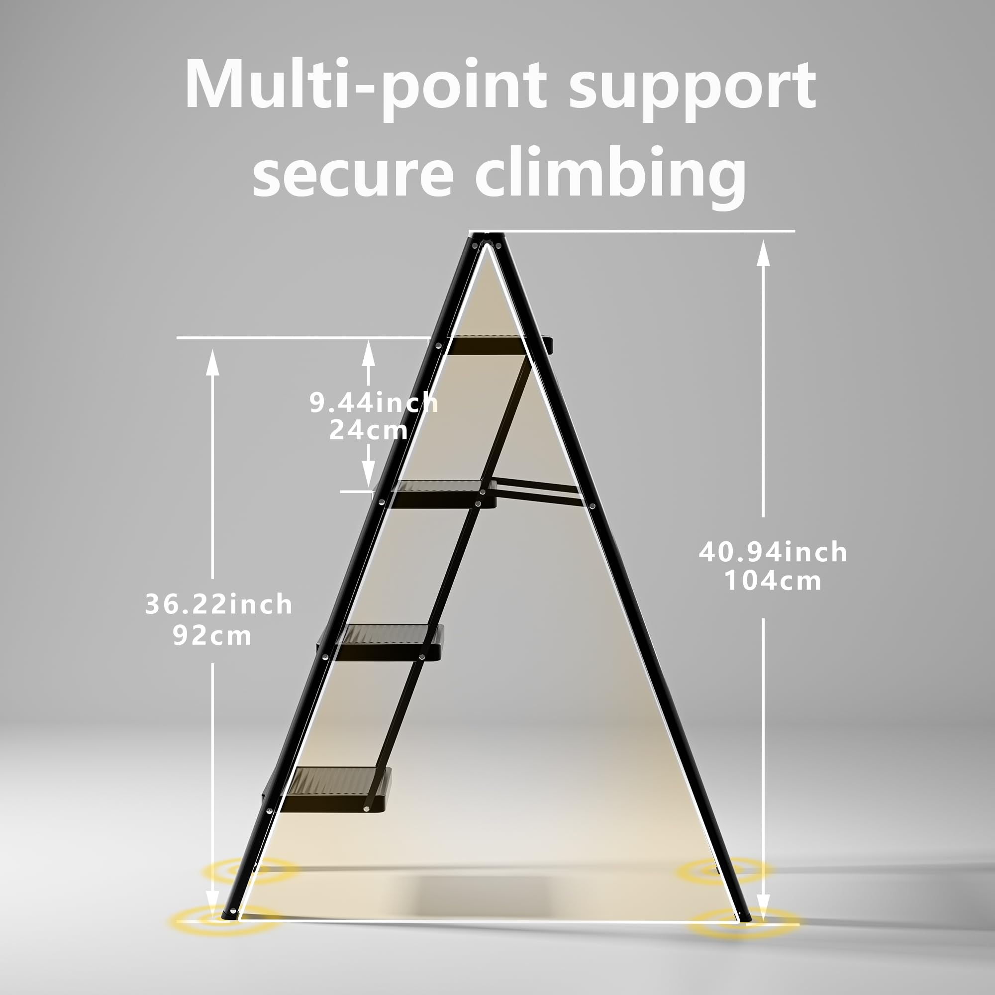 سلم قابل للطي بأربع درجات، متين يتحمل وزنًا يصل إلى 150 كجم، مناسب للبالغين، سلم صغير للخزانة بدواسات عريضة مانعة للانزلاق، سلم قابل للطي محمول للمنزل والمطبخ والمكتب