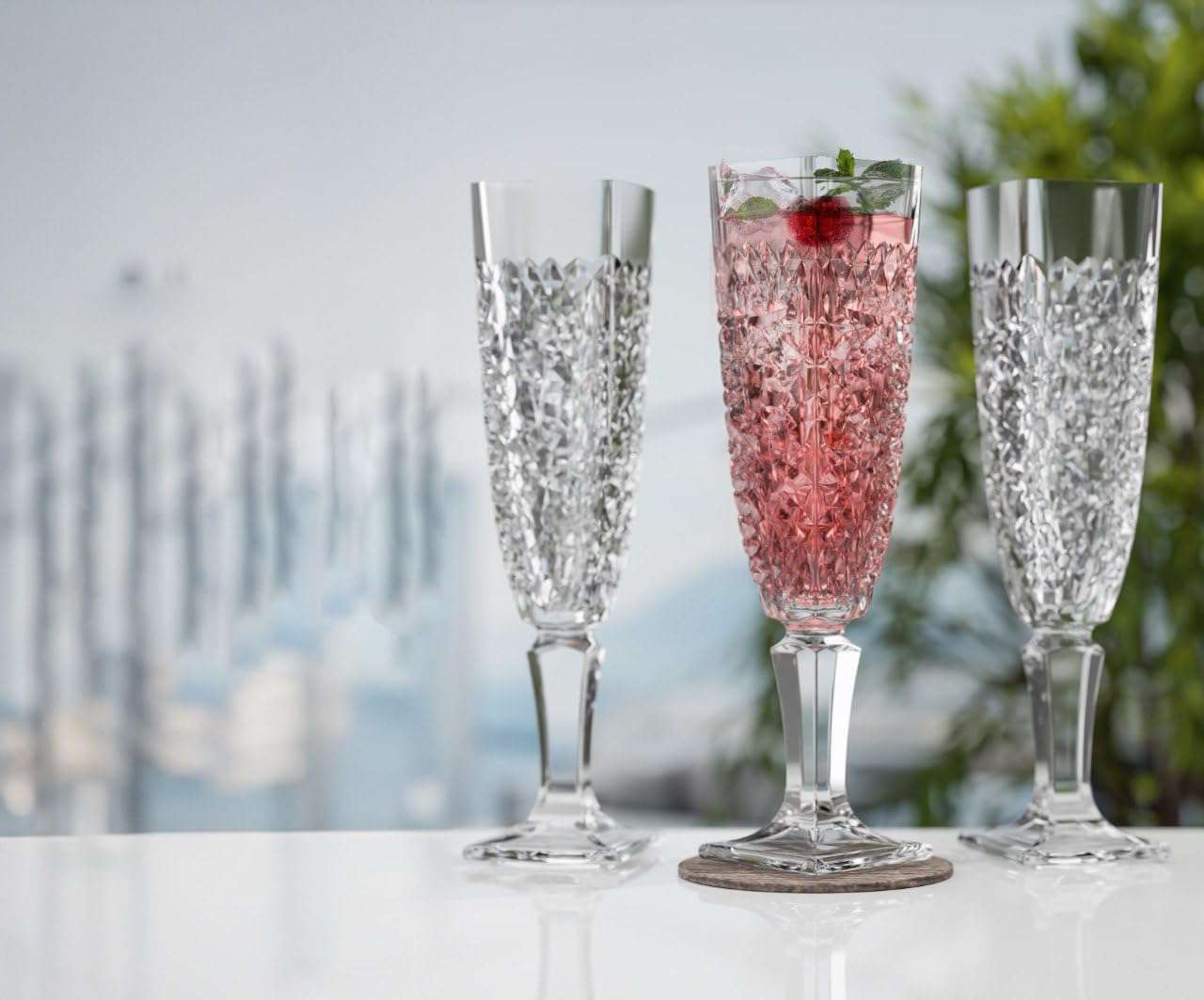 City Glass Crackle Glass Set | Set of 6 Niche Glasses Clear Glass for Juice, Drinks, Cocktails