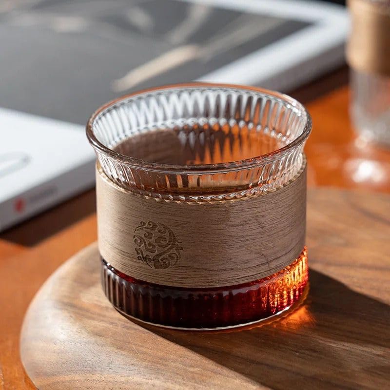 Glass Tea and Coffee Cup for Hot and Cold Drinks, High Borosilicate Glass With High Level of Sawdust Insulation (170ml)