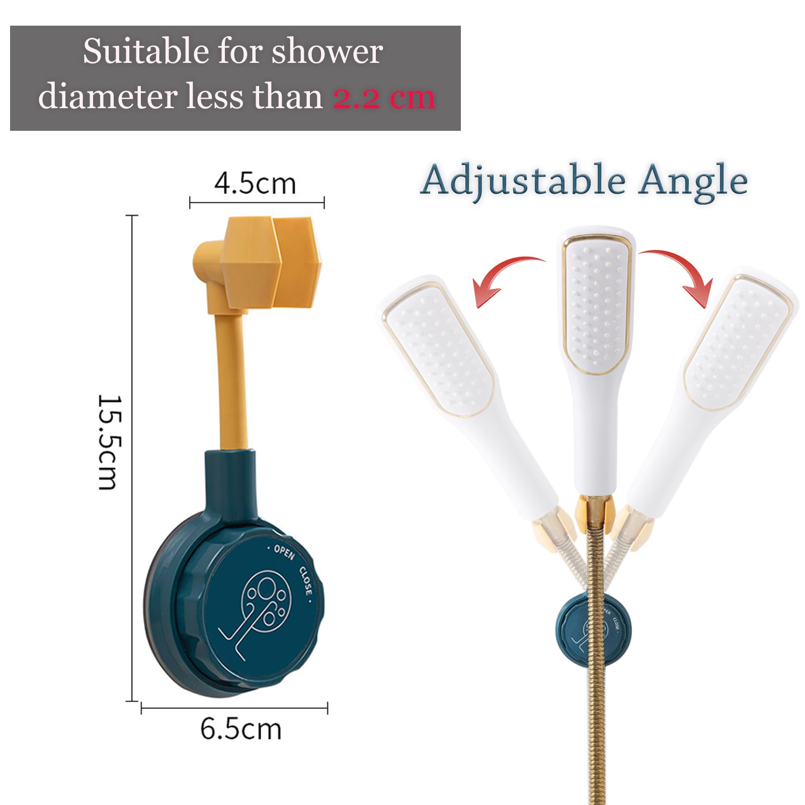 Shower Holder No Drilling Shower Head Holder Suction Cup Adjustable Hand Shower Holder Shower Head Holder No Drilling Shower Head Holder Shower Holder for Bathroom Home