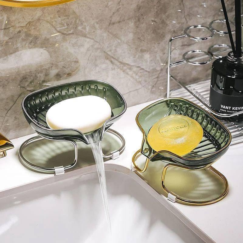 Versatile Golden Acrylic Soap Dish with Drain