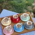 Porcelain Coffee Cups Multicolor Set - 12pcs, 170ml