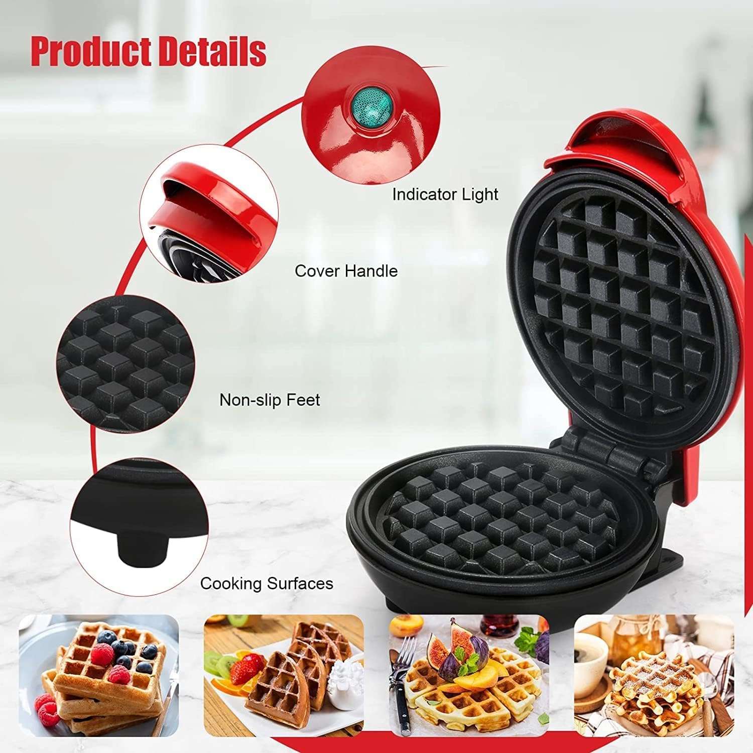 Mini Waffle Maker – Non-Stick Electric Waffle Machine for Home Kitchen