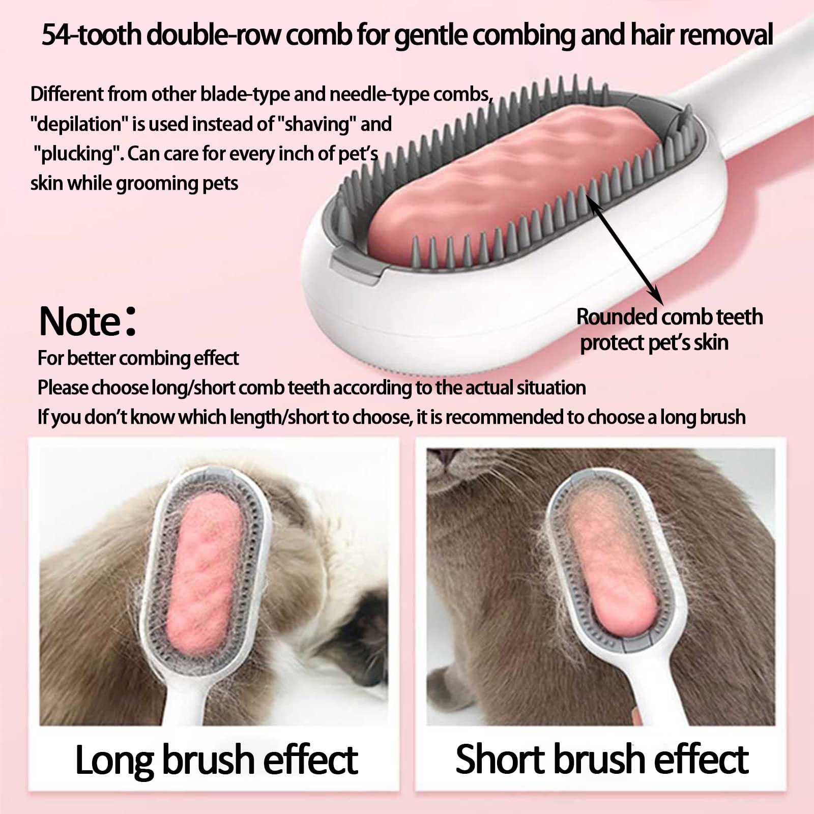 Pet Cleaning Hair Removal Comb, Universal Knot Remover for Pets, Portable Multifunctional Pet Cleaning Brush, Massage Care Comb for Sensitive Cats & Dogs (Short, Green)