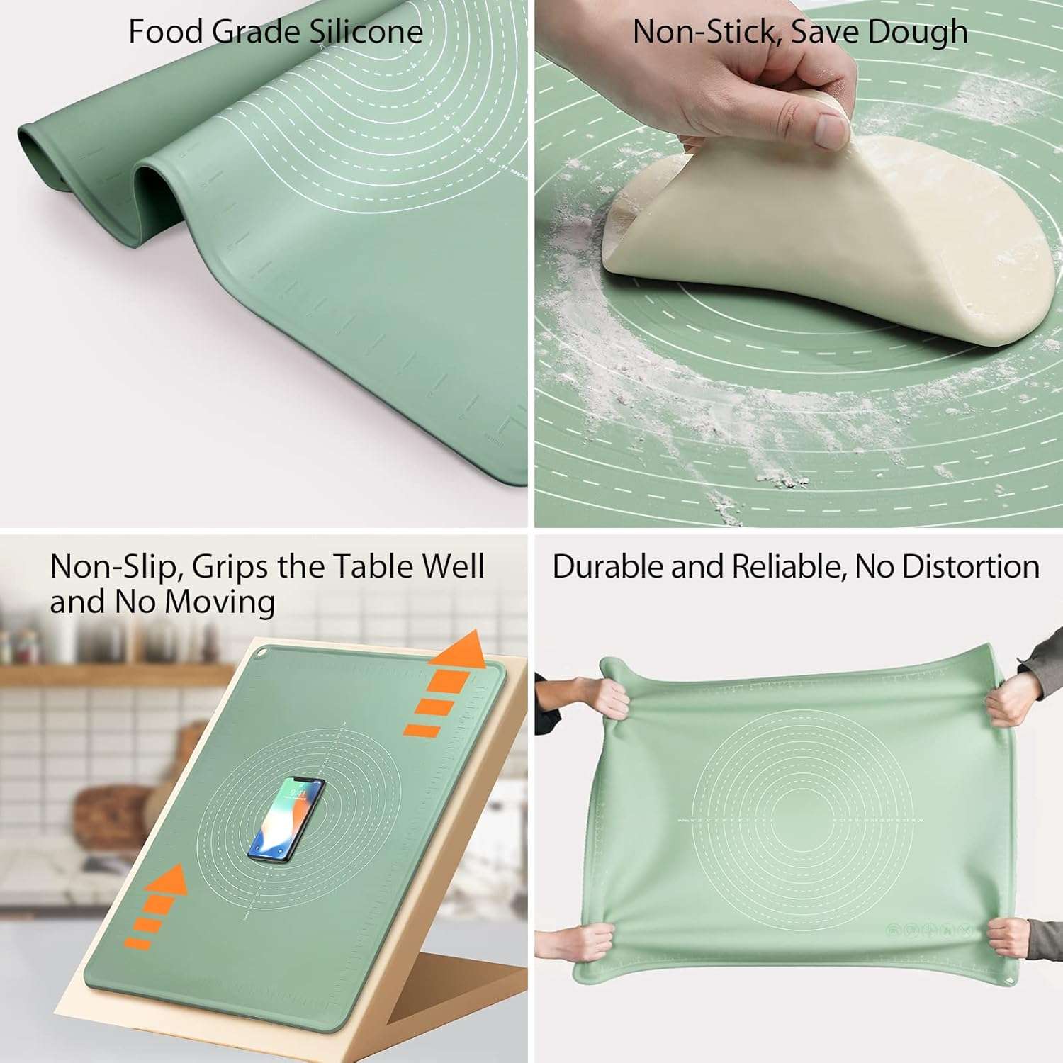 Silicone Baking Mat Extra Large Non-stick Baking Mat With High Edge, Food Grade Silicone Dough Rolling Mat For Making Cookies, Macarons, Multipurpose Mat, Countertop Mat, Placemat (16"X24")