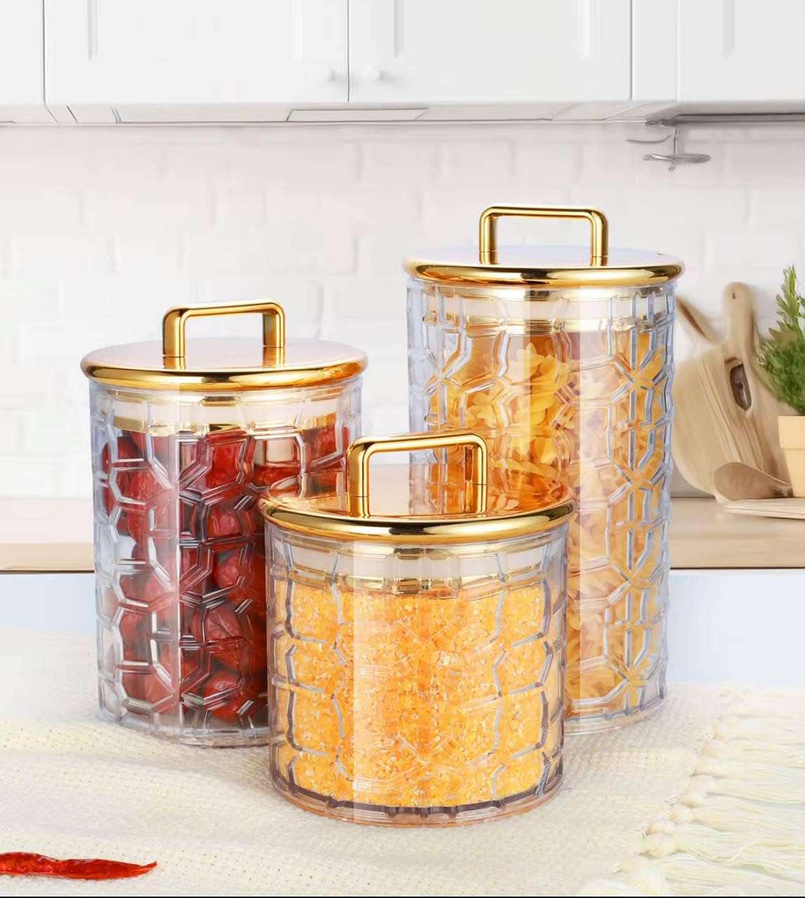 طقم برطمان بقوليات اكليريك كريستال طقم حلوى اكليريك 3 ق