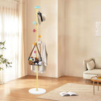 Metal Coat Rack Freestanding Clothing Rack with Quartz Stone Base Coat Tree Mushroom Rack Tree with 7 Hooks Room Small Hall for Clothes Hat Yellow