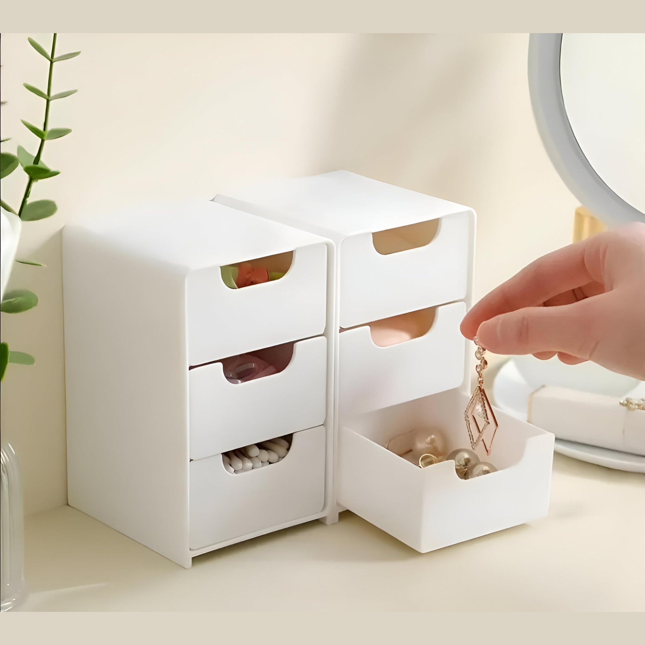 Organizing drawer unit-a small, elegant three-layer organizer, suitable for cosmetics, jewelry and written tools, provides elegant practical storage for your space (3 organizer)