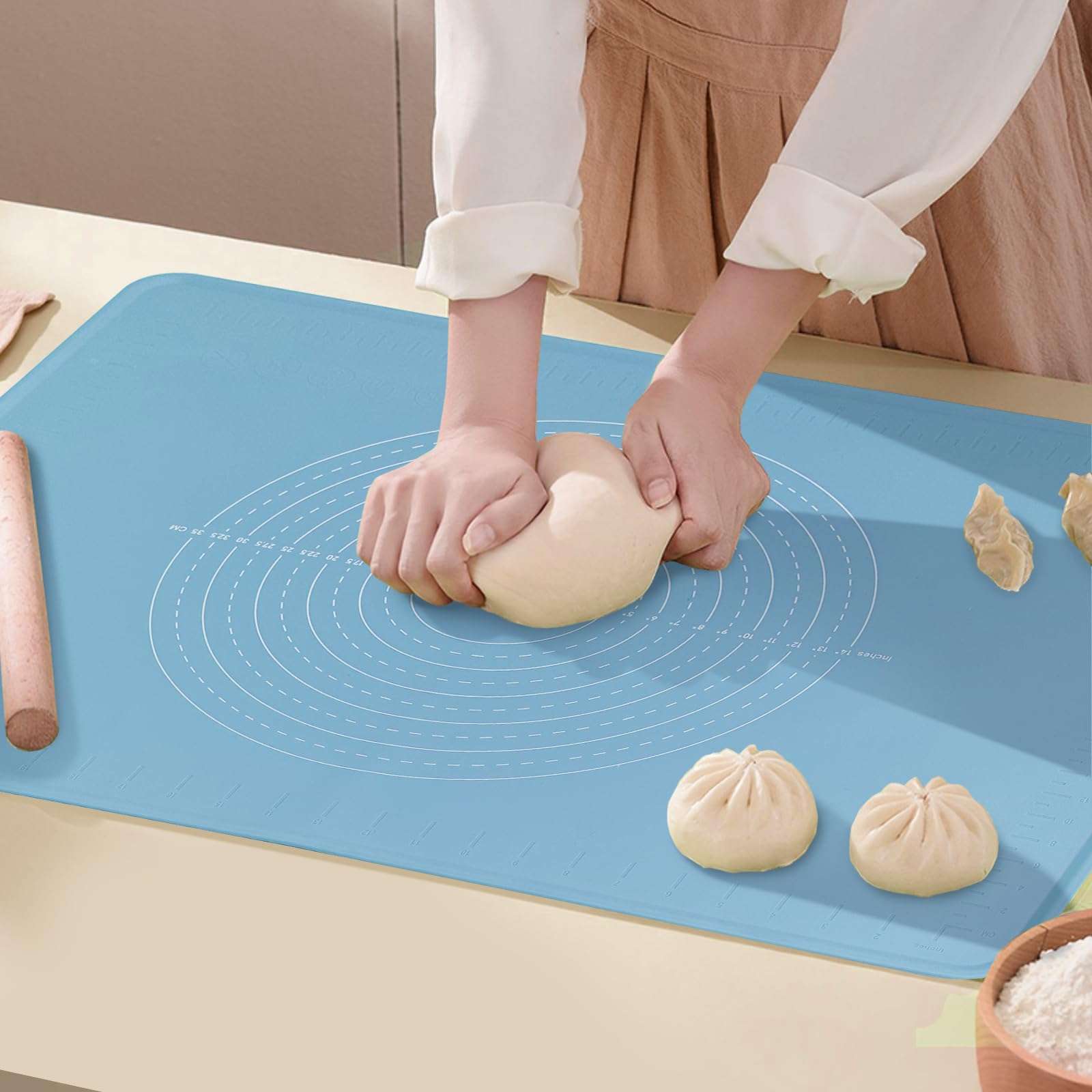 Silicone Baking Mat Extra Large Non-stick Baking Mat With High Edge, Food Grade Silicone Dough Rolling Mat For Making Cookies, Macarons, Multipurpose Mat, Countertop Mat, Placemat (16"X24")