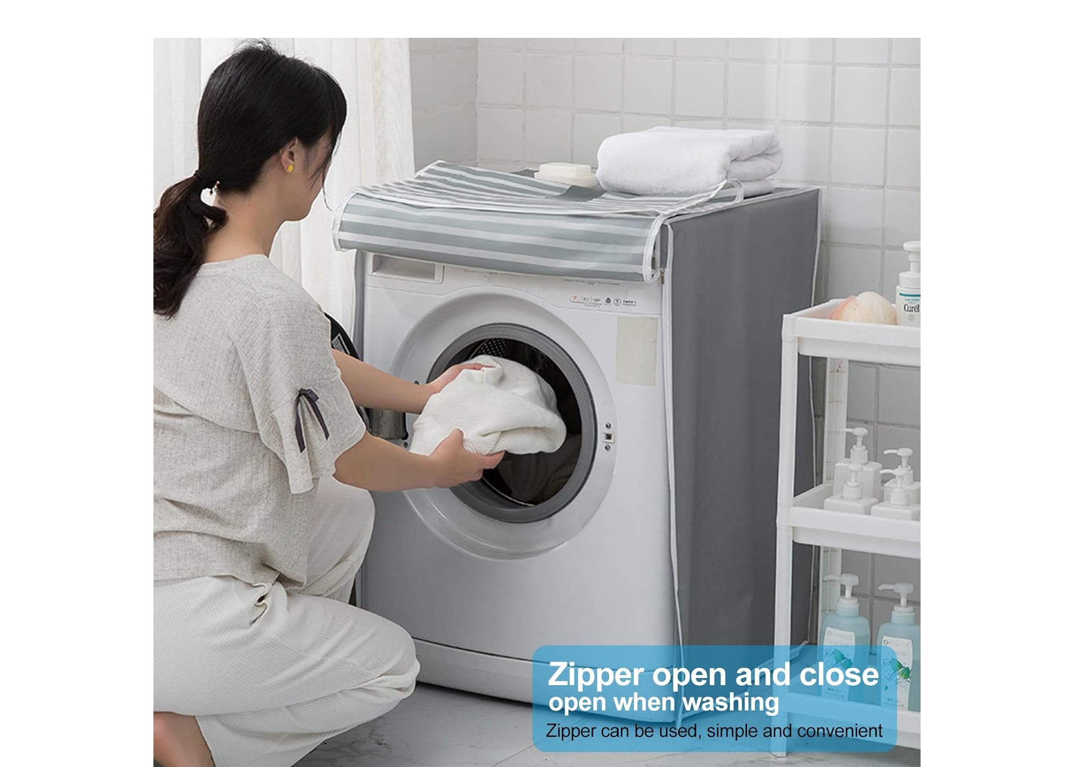 Washing Machine Cover, Oxford Cloth, Waterproof, Zipper Closure, 83x60x56cm, 7 or 8 Kilos
