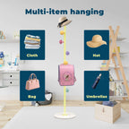 Metal Coat Rack Freestanding Clothing Rack with Quartz Stone Base Coat Tree Mushroom Rack Tree with 7 Hooks Room Small Hall for Clothes Hat Yellow