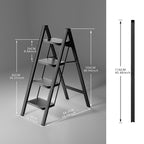 سلم قابل للطي بأربع درجات، متين يتحمل وزنًا يصل إلى 150 كجم، مناسب للبالغين، سلم صغير للخزانة بدواسات عريضة مانعة للانزلاق، سلم قابل للطي محمول للمنزل والمطبخ والمكتب