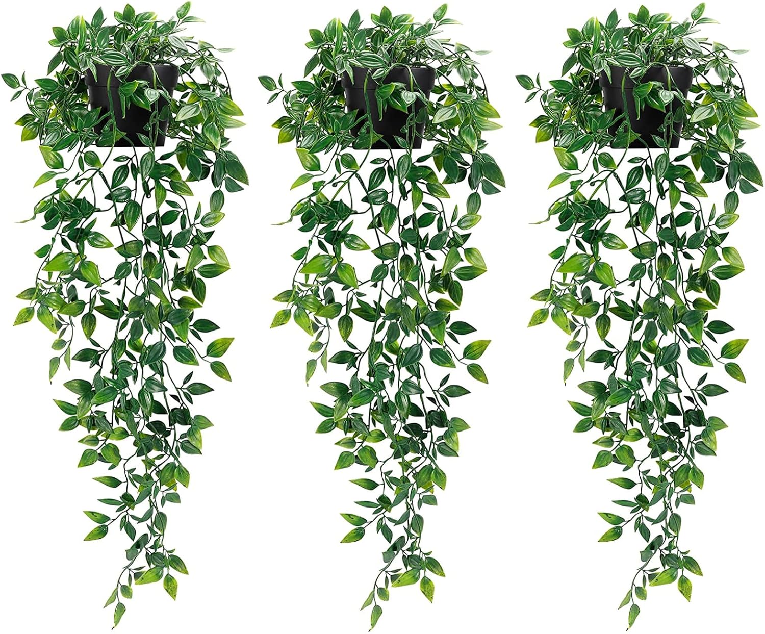 Whonline Artificial Hanging Plants Small Fake Potted Plants, Faux Plants for Indoor Outdoor Aesthetic Office Living Room Shelf Decor