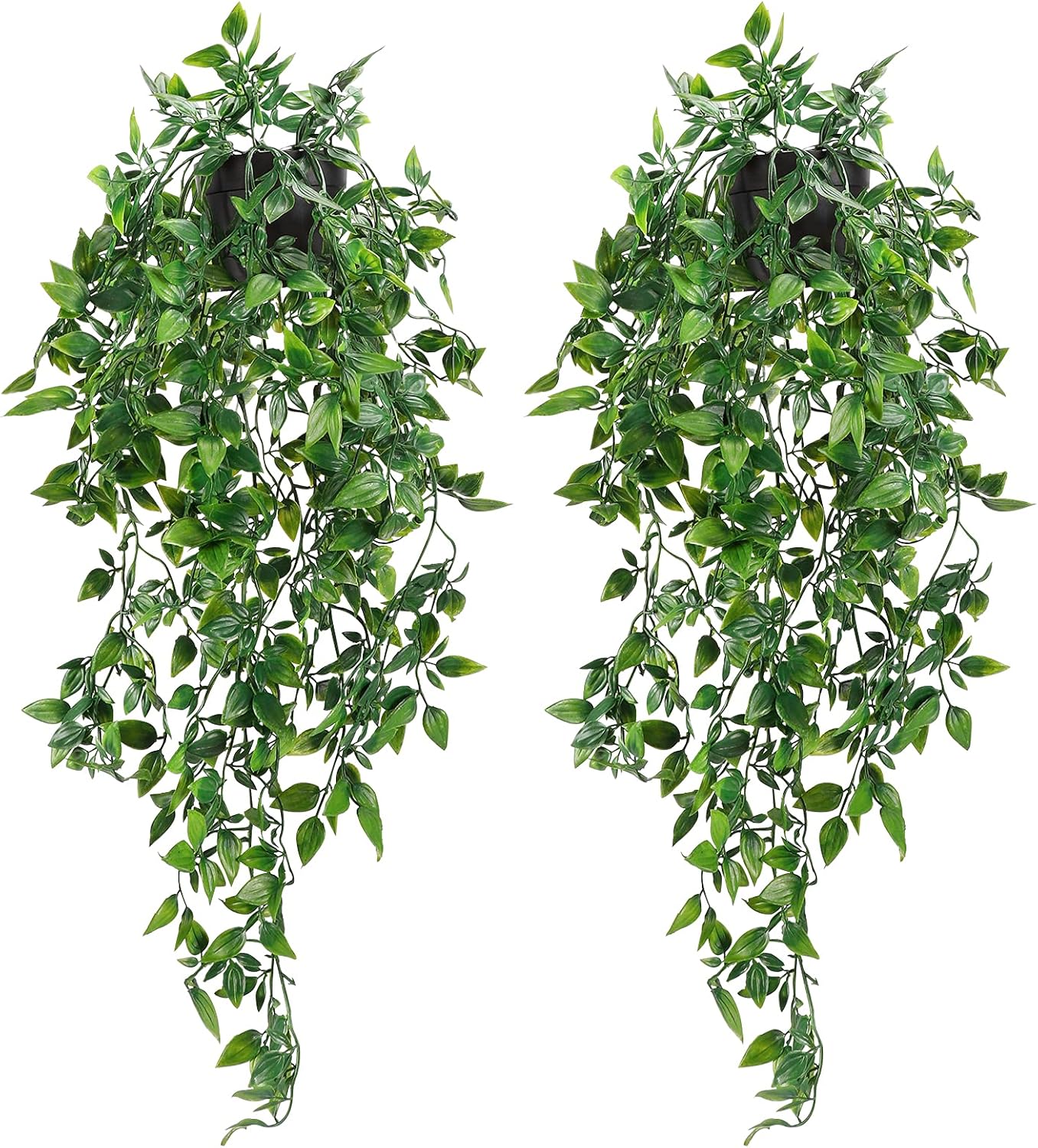 Whonline Artificial Hanging Plants Small Fake Potted Plants, Faux Plants for Indoor Outdoor Aesthetic Office Living Room Shelf Decor
