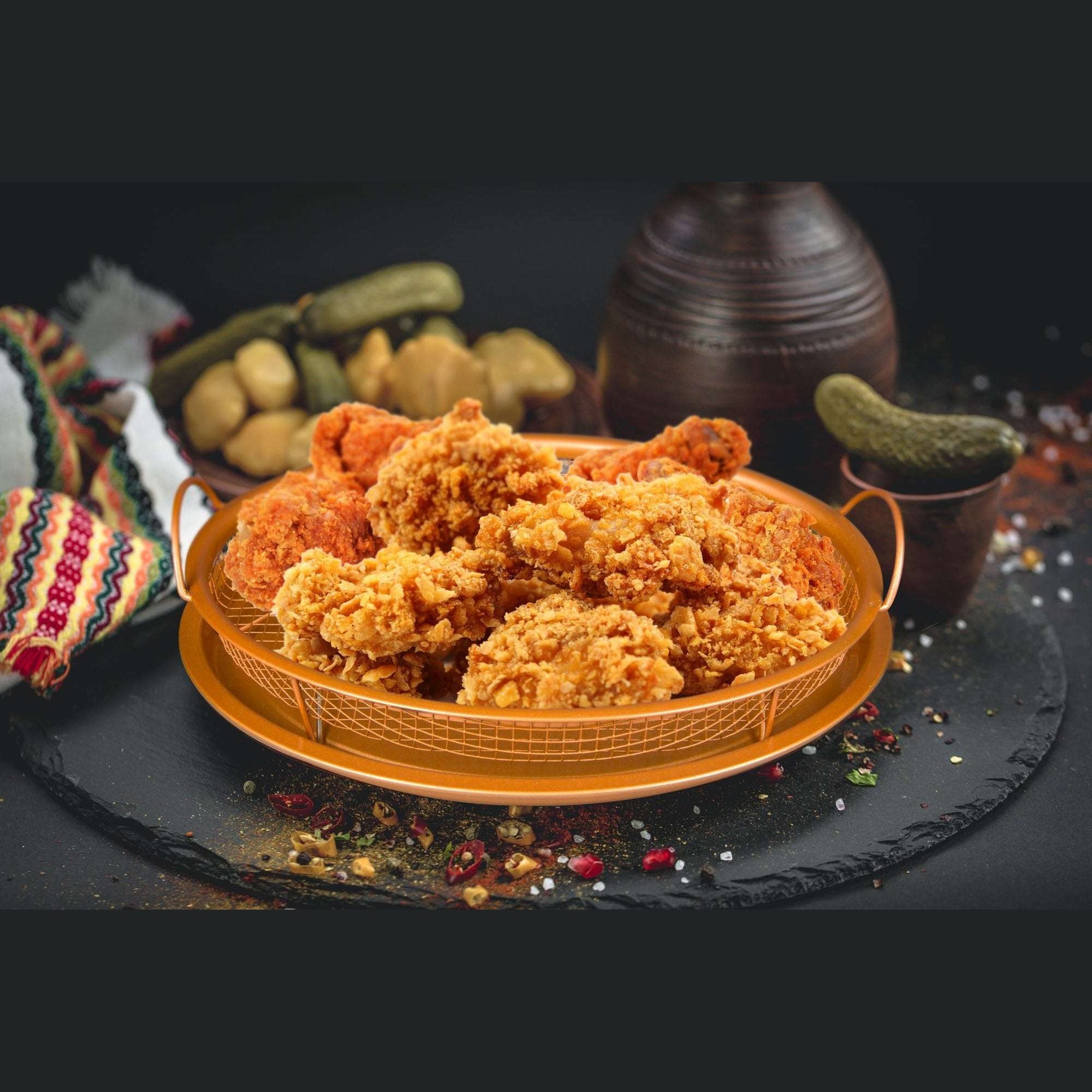 Copper Non-Stick Crisper Tray for Healthy, Oil-Free Frying