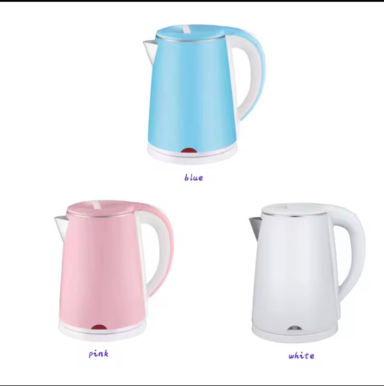 Stainless Steel Electric Kettles Inside, Double Wall Hot Water Heater, Electric Teapot Warmer Cool Touch - Pink
